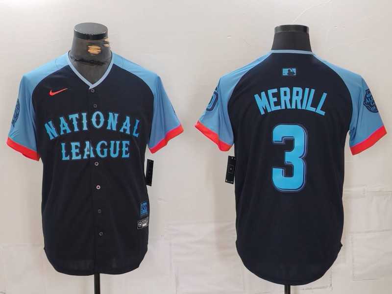 Men%27s San Diego Padres #3 Jackson Merrill Navy 2024 All Star Limited Stitched Jersey